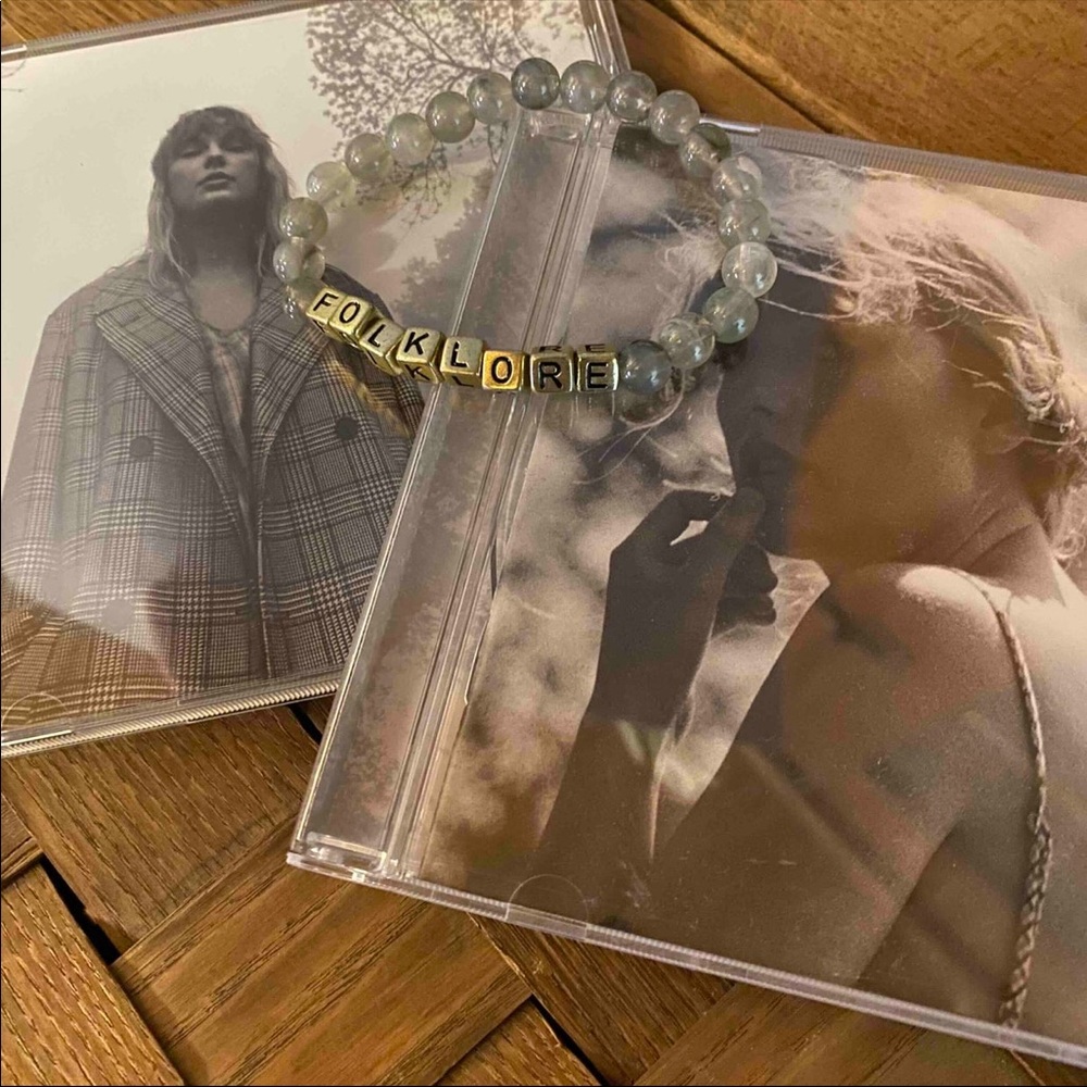 folklore Taylor Swift Era Bracelet | Handmade Jewelry (Gold Letters)